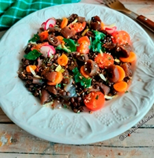 Ensalada de lentejas Caviar con alga cochayuyo